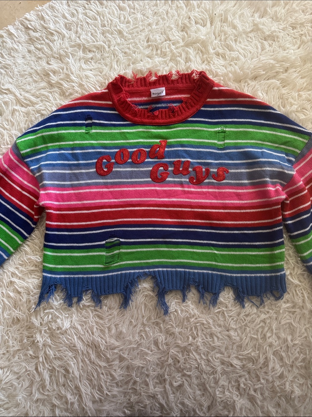 Chucky/ spirit XS women crop  Multicolor Stripe Sweater -